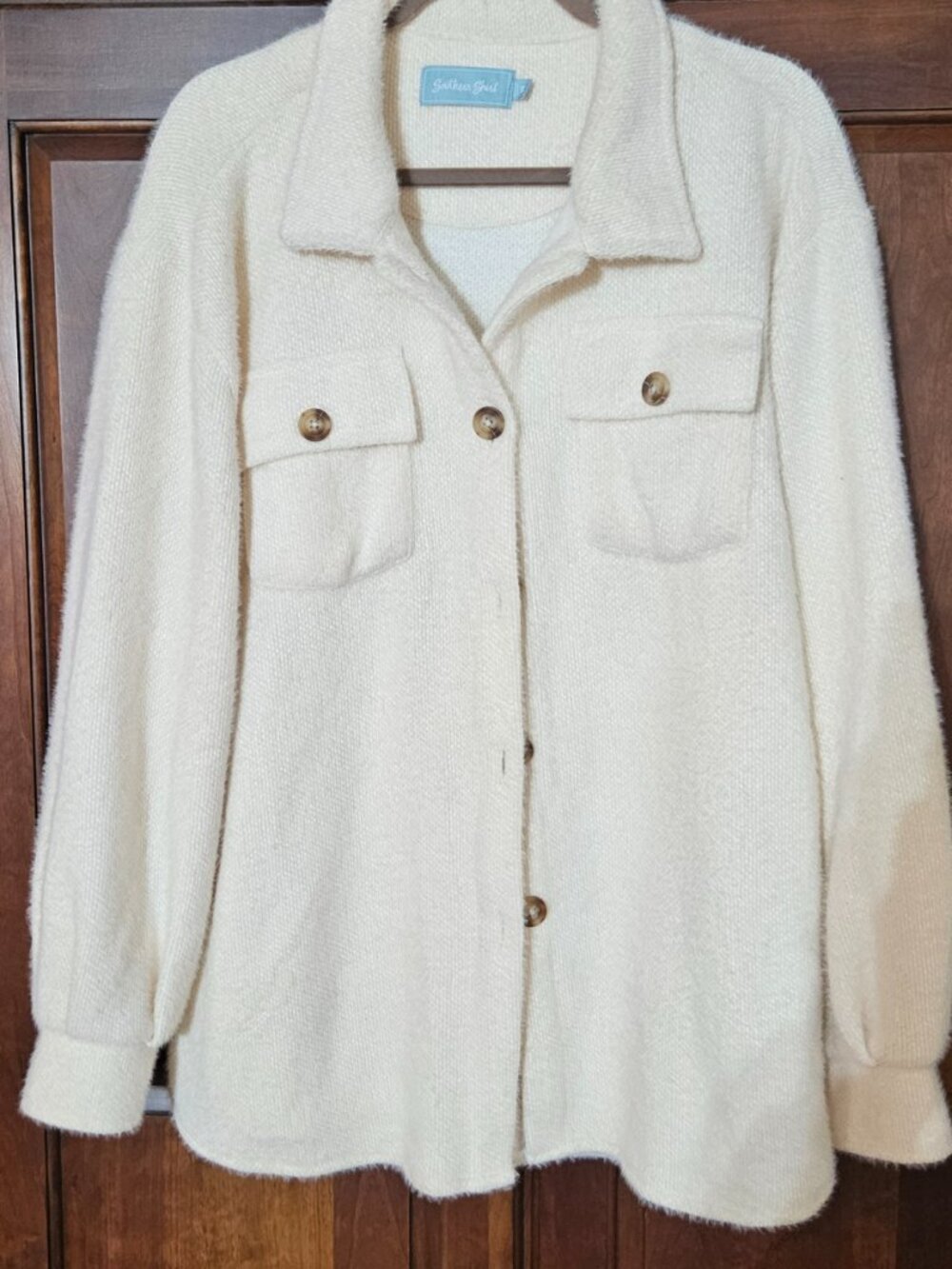 Southern Shirt Cream Shacket Sweater XL Button Cardigan Jacket LS 12 Spring Coat